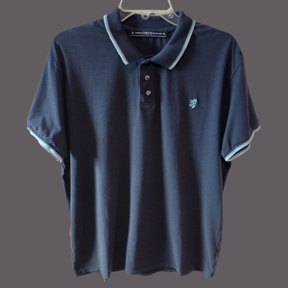 Pringle 1815 Scotland Polo Shirt Embroidered Logo Short Sleeve Navy blue Xlarge - Picture 1 of 14